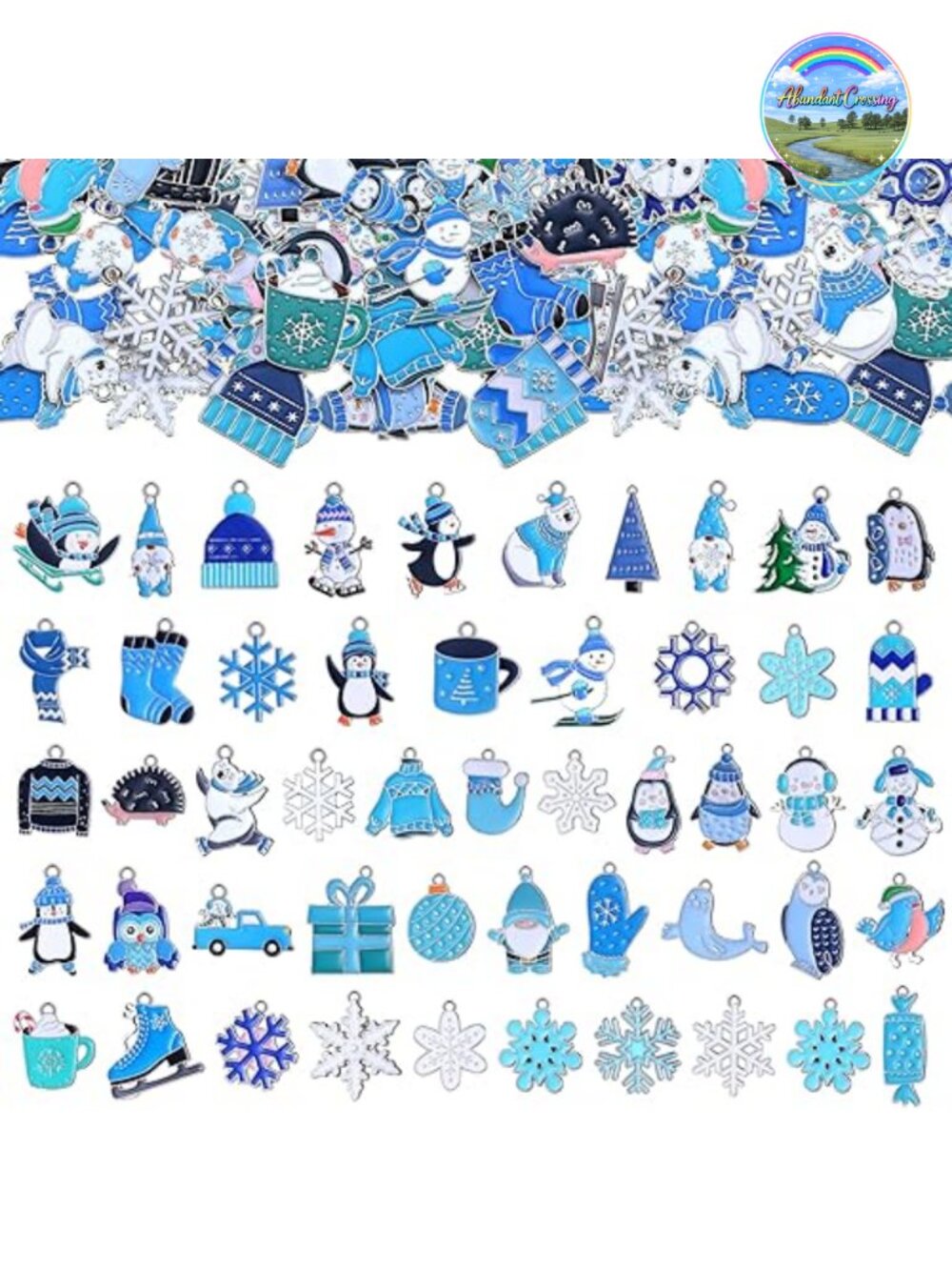 300 Pcs Christmas Charms Zinc Alloy Enamel DIY Jewelry Making Snowflake Pendant